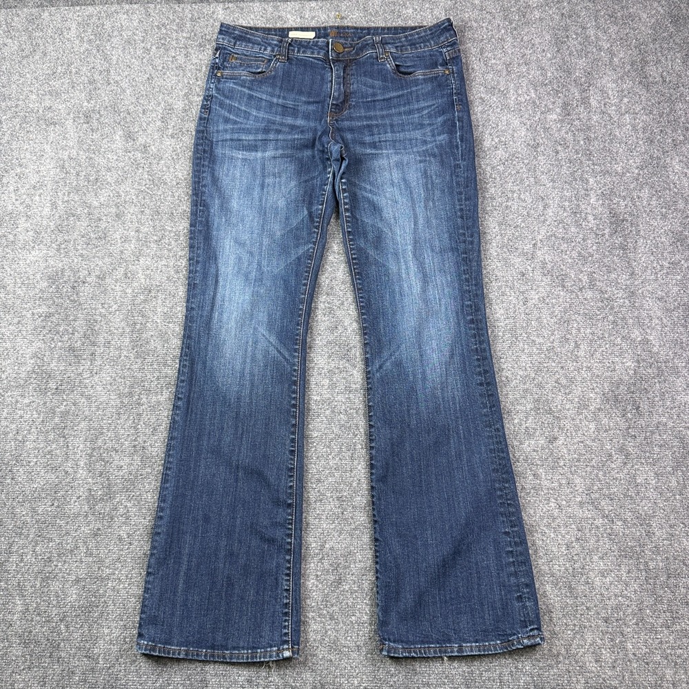 Kut From The Kloth Womens Natalie Bootcut Jeans 12 High Rise Distressed Stretch